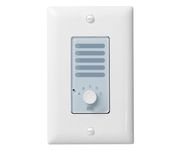 Панель BSS AC-5S WHT настенная панель управления серии Contrio. аналоговое подключение, 5-позиционный переключатель, цвет белый