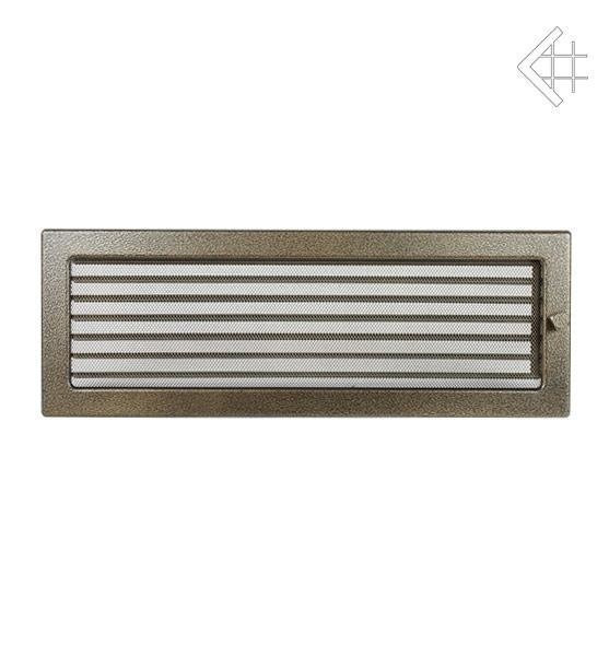 Вентиляционная решетка для камина Kratki 17х49 черная/латунь пористая с жалюзи 49CZX