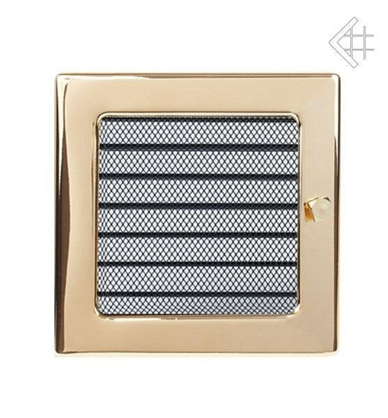 Вентиляционная решетка для камина Kratki 17х17 полированная латунь с жалюзи 17ZX