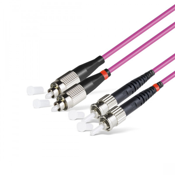 Коммутационный шнур оптический Hyperline, Duplex FC/ST, OM4 50/125, LSZH, Ø 2мм, 20м, цвет: маджента, (FC-D2-504-FC/PR-ST/PR-H-20M-LSZH-MG)