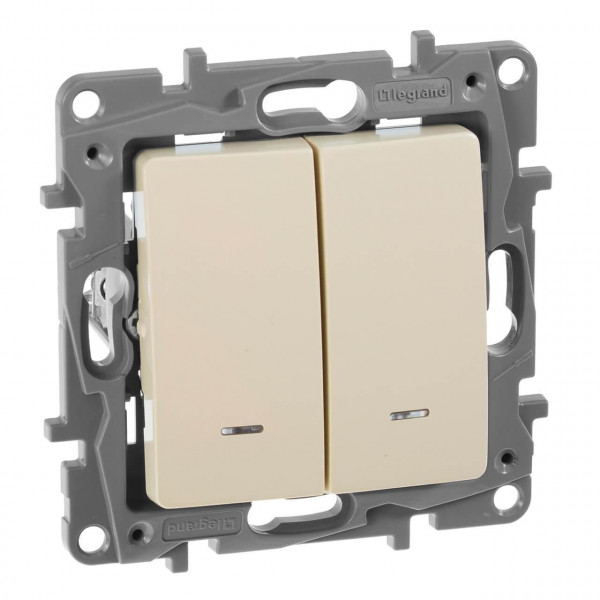 Переключатель Legrand Etika, одноклавишный, с подсветкой и индикацией, 10А, цвет: слоновая кость (672316)