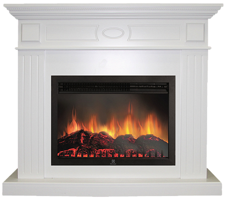 Электрокамин с широким очагом 2D Electrolux EFP/P-3020LS с порталом Firelight Bianco 30 белый