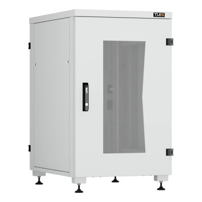 Шкаф телекоммуникационный напольный TLK Lite II, IP20, 18U, 975х600х800 мм (ВхШхГ), дверь: стекло, задняя дверь: металл, боковая панель: сплошная съемная, разборный, цвет: серый, (TFI-186080-GMMM-R-GY)