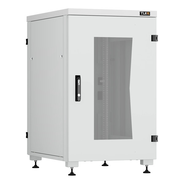 Шкаф телекоммуникационный напольный TLK Lite II, IP20, 18U, 975х600х800 мм (ВхШхГ), дверь: стекло, задняя дверь: металл, боковая панель: сплошная съемная, разборный, цвет: серый, (TFI-186080-GMMM-R-GY)