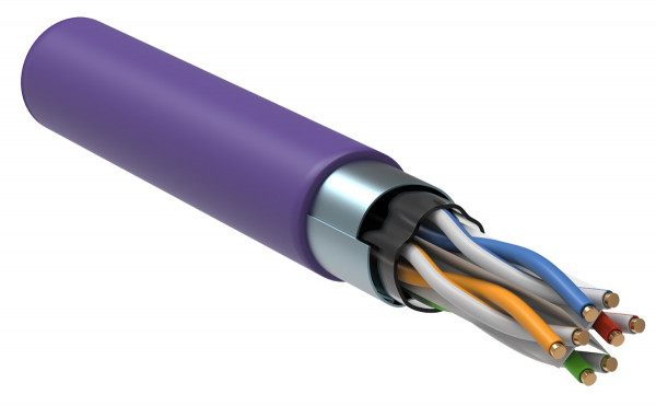 Кабель витая пара ITK, F/UTP, 4 пар., кат. 6, проводник Ø 0,57мм, AWG23, PVC, 250МГц, 1м (барабан 305м), (дренажный провод, рипкорд, разделитель), тип прокладки: внутри зданий, цвет: фиолетовый