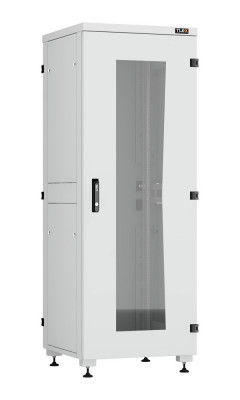 Шкаф телекоммуникационный напольный TLK Lite II, IP20, 33U, 1642х600х600 мм (ВхШхГ), дверь: стекло, задняя дверь: металл, боковая панель: сплошная, 2 части, разборный, цвет: серый, (TFI-336060-GHMH-R-GY)