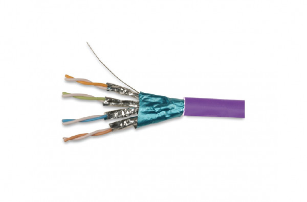 Кабель витая пара Belden, S/FTP, 4 пар., кат. 6A, проводник Ø 0,57мм, AWG23, LSZH, 500МГц, 1м (500м), тип прокладки: внутри зданий, цвет: фиолетовый