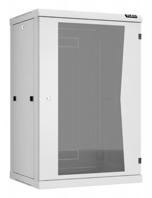 Шкаф телекоммуникационный настенный TLK Classic II, 19", 18U, 904х600х450 мм (ВхШхГ), дверь: стекло, боковая панель: сплошная съемная, разборный, цвет: серый