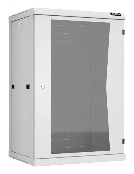 Шкаф телекоммуникационный настенный TLK Classic II, 19", 18U, 904х600х450 мм (ВхШхГ), дверь: стекло, боковая панель: сплошная съемная, разборный, цвет: серый