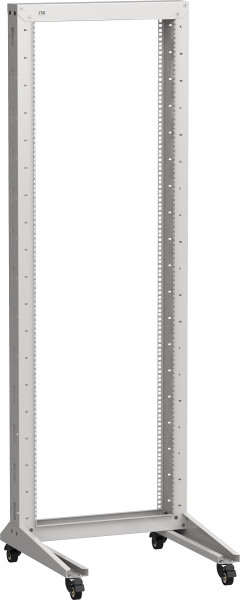 Стойка открытая 19" ITK LINEA F, телекоммуникационная, 42U, 2000х600х600 мм (ВхШхГ), однорамная, цвет: серый, (регулируемая по глубине, на роликах)