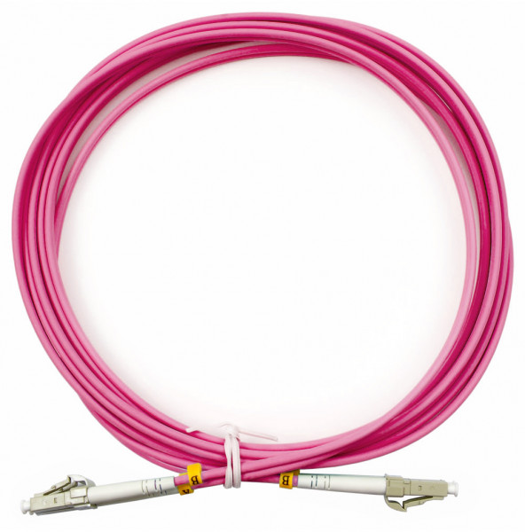 Коммутационный шнур оптический Cabeus Tight Buffer, Duplex LC/LC (UPC/UPC), OM4 50/125, LSZH, Ø 3мм, 3м, цвет: маджента, (FOP-50-OM4-LC-LC-3m)