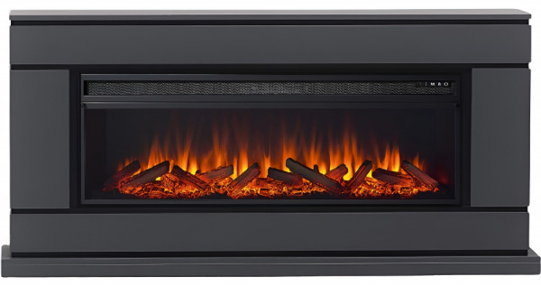 Линейный электрокамин Elekam Bertino графит грей с черным с очагом Pulsar 60