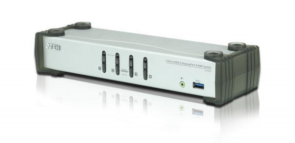 Переключатель KVM Aten, портов: 4, 55,5х88х270 мм (ВхШхГ), USB, цвет: металл
