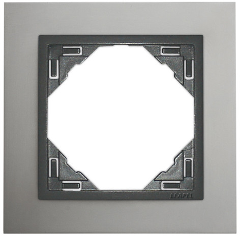 Рамка Efapel Logus90, 1 пост, плоская, универсальная, цвет: алюминий/серый, линейка "Металл" (90910 TUS)