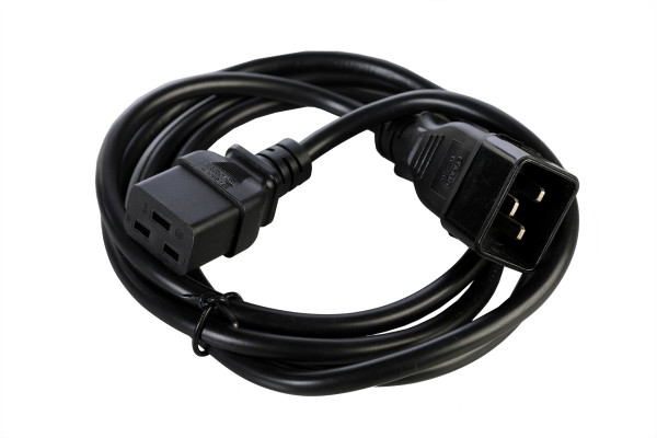 Шнур для блока питания Hyperline, IEC 60320 С19, 1 м, 16А, цвет: чёрный