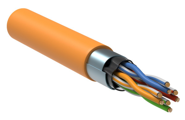 Кабель витая пара ITK, F/UTP, 4 пар., кат. 6, проводник Ø 0,57мм, AWG23, PVC, 250МГц, 1м (барабан 305м), (дренажный провод, рипкорд, разделитель), тип прокладки: внутри зданий, цвет: оранжевый