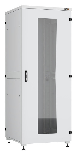 Шкаф телекоммуникационный напольный TLK Lite II, IP20, 42U, 2042х800х800 мм (ВхШхГ), дверь: стекло, задняя дверь: металл, боковая панель: сплошная, 2 части, разборный, цвет: серый, (TFI-428080-GHMH-R-GY)