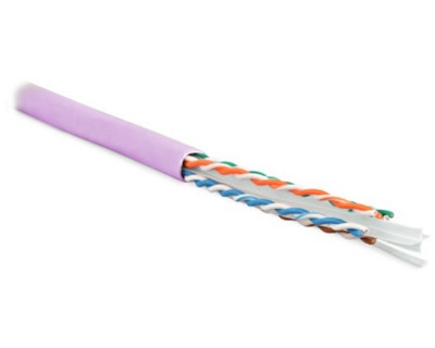Кабель витая пара Hyperline UUTP4-C6-S23-IN-LSZH, U/UTP, 4 пар., кат. 6, проводник Ø 0,57мм, AWG23, LSZH (нг(A)-HF), 250МГц, 1м (305м), тип прокладки: внутри зданий, цвет: розовый