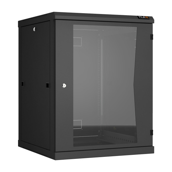 Шкаф телекоммуникационный настенный TLK Classic II, 19", 15U, 770х600х600 мм (ВхШхГ), дверь: стекло, боковая панель: сплошная съемная, разборный, цвет: чёрный