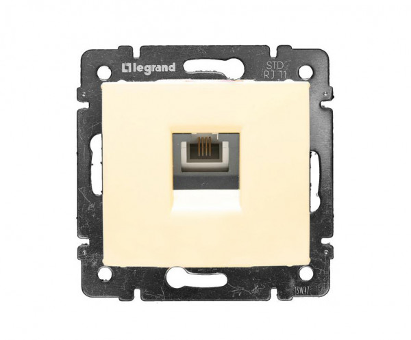 Розетка в сборе Legrand Valena, 1x RJ11, кат. 5е, экр., внутренняя, 51х58 мм (ВхШ), цвет: слоновая кость, (LEG.774338)