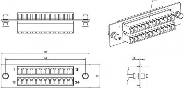 Оптическая панель Hyperline FO-FPM-W120H32-24LC-BL