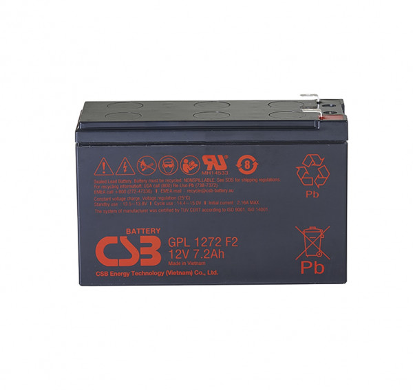 Аккумулятор для ИБП CSB Battery GPL, 94,3х64,8х150,9 мм (ВхШхГ),  необслуживаемый свинцово-кислотный,  12V/7,2 Ач, (GPL 1272)