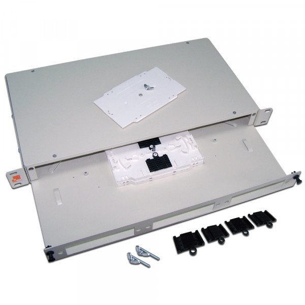 Бокс оптический Lanmaster, портов: 18, FC, 1U, 47х430х300 мм (ВхШхГ), цвет: серый, со сплайс пластиной , (LAN-FOB-RM-3H)