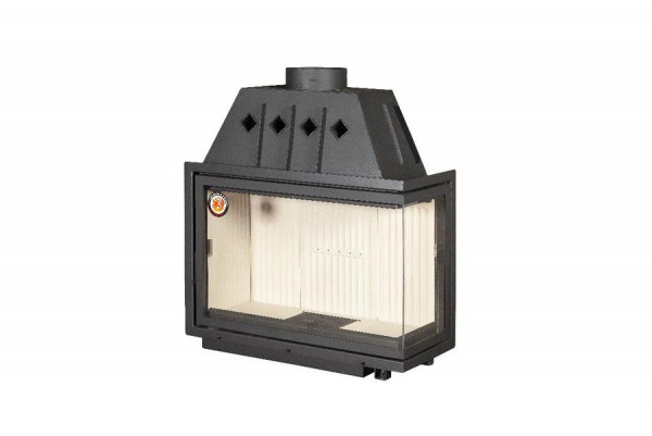 Угловая правая дровяная топка ЭКОКАМИН Альфа 1000R два стекла правая