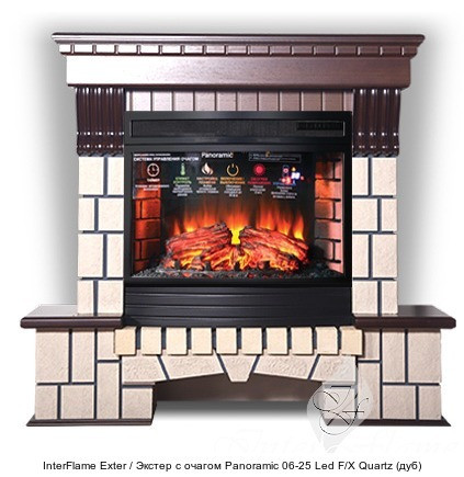 Каменный камин (портал+очаг) InterFlame Exter / Экстер с очагом Panoramic 25 LED FX QZ