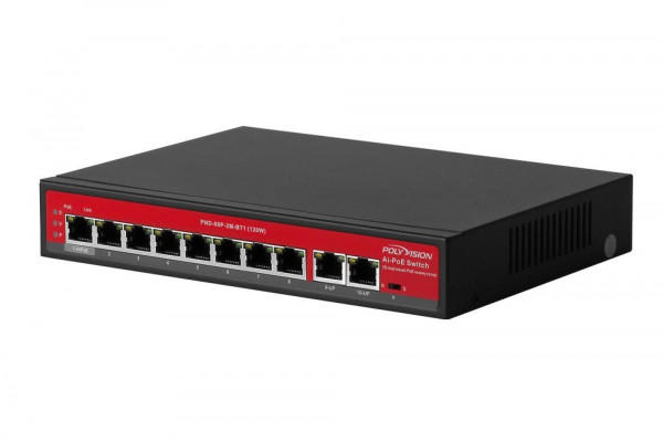 Коммутатор AI 10-портовый с функцией PoE PND-08P-2M-BT1 (120W)
