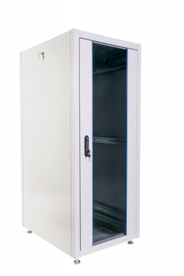 Шкаф телекоммуникационный напольный ЦМО ШТК-Э, IP20, 30U, 1454х600х800 мм (ВхШхГ), дверь: стекло, задняя дверь: металл, боковая панель: сплошная, разборный, цвет: серый, (ШТК-Э-30.6.8-13АА)