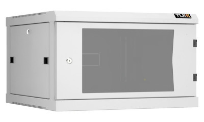 Шкаф телекоммуникационный настенный TLK Classic II, 19", 6U, 370х600х600 мм (ВхШхГ), дверь: стекло, боковая панель: сплошная съемная, разборный, цвет: серый