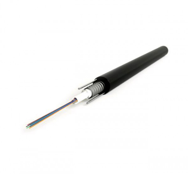 Кабель волоконно-оптический Hyperline FO-SRA-OUT Single loose tube,  24хОВ, OM3 50/125, PE, Ø 8,6мм, снаружи зданий в грунт, гофрированная стальная лента, цвет: чёрный