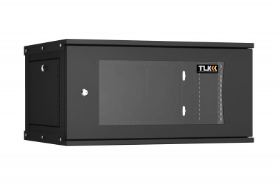 Шкаф телекоммуникационный настенный TLK Lite, 19", 6U, 303х600х450 мм (ВхШхГ), дверь: стекло, боковая панель: сплошная съемная, разборный, цвет: чёрный
