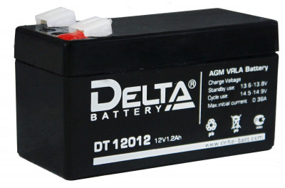 Аккумулятор для ИБП Delta Battery DT, 59х44х97 мм (ВхШхГ),  Необслуживаемый свинцово-кислотный,  12V/1,2 Ач, цвет: чёрный, (DT 12012)