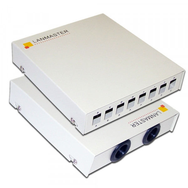 Бокс оптический Lanmaster, портов: 8, SC, 140х134х30 мм (ВхШхГ), цвет: серый, (LAN-FOBM-WM-8SC)