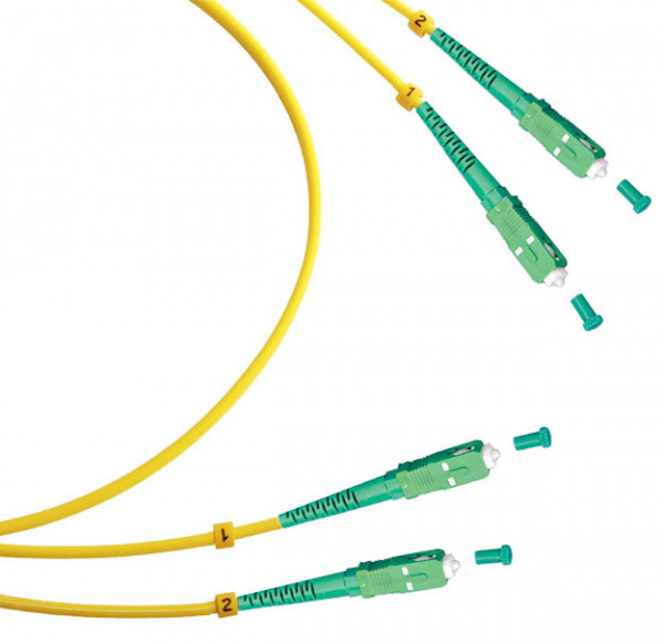 Коммутационный шнур оптический Cabeus Tight Buffer, Duplex SC/SC (APC), OS2 9/125, LSZH, Ø 3мм, 20м, цвет: жёлтый, (FOP(d)-9-SC/APC-SC/APC-20m)