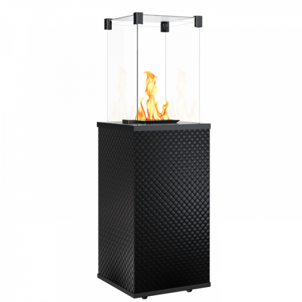 Газовый уличный обогреватель мощностью 8-10 кВт Kratki PATIO/MINI/M/G31/37MBAR/CZ/P стекло, черное тиснение с ручным управлением
