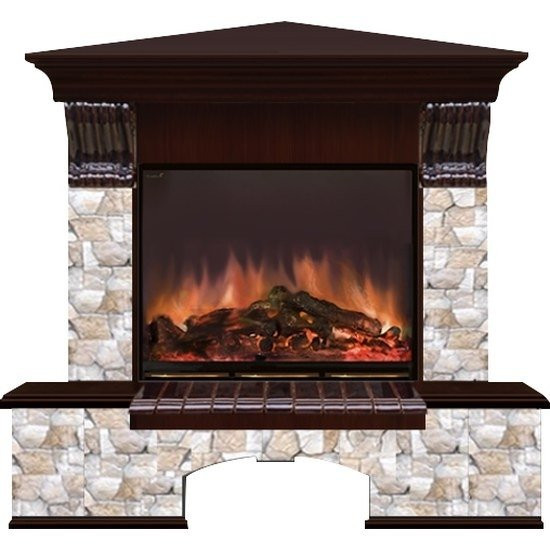 Электрокамин с широким очагом 2D Glenrich Бостон угловой (Arte 23) камень-Арбат/цвет-Дуб 46