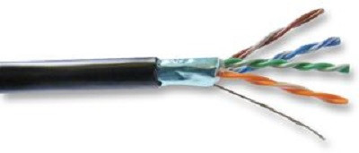 Кабель витая пара Belden, F/UTP, 4 пар., кат. 5е, проводник Ø 0,5мм, AWG24, PVC, 1м (бухта 1 000м), тип прокладки: внутри зданий, цвет: чёрный