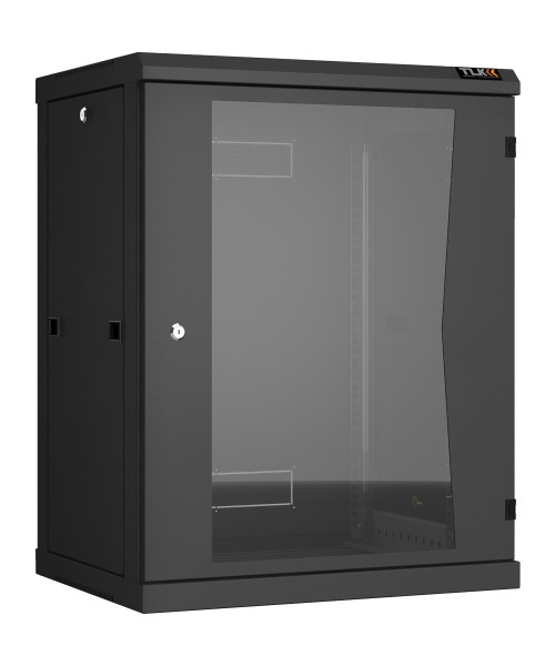 Шкаф телекоммуникационный настенный TLK Classic II, 19", 15U, 770х600х450 мм (ВхШхГ), дверь: стекло, боковая панель: сплошная съемная, разборный, цвет: чёрный