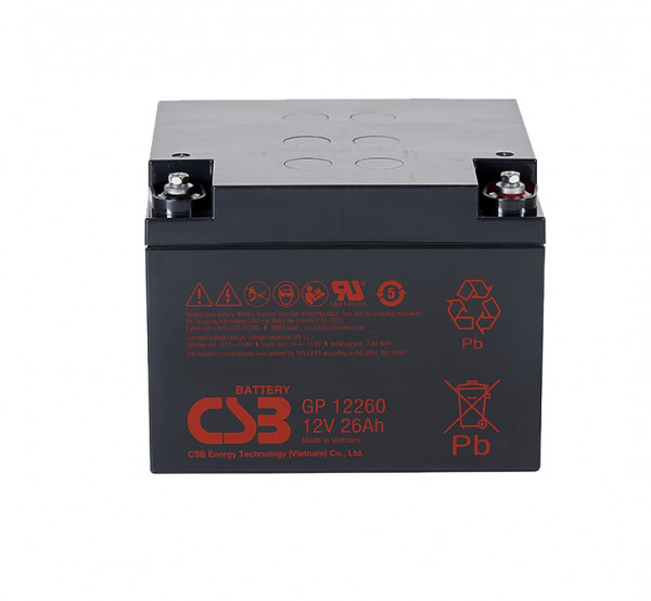 Аккумулятор для ИБП CSB Battery GP, 125х175х166 мм (ВхШхГ),  необслуживаемый свинцово-кислотный,  12V/26 Ач, (GP 12260)