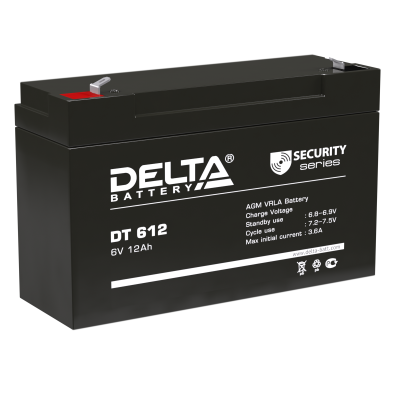 Аккумулятор для ИБП Delta Battery DT, 100х50х151 мм (ВхШхГ),  Необслуживаемый свинцово-кислотный,  6V/12 Ач, цвет: чёрный, (DT 612)