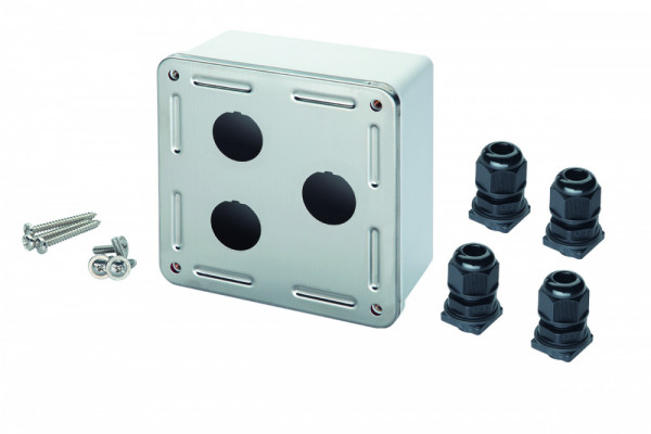 Коробка для настенного монтажа Eurolan, вводов: 3, внешняя, 128х66 мм (ВхШ), 3 модуля, цвет: белый