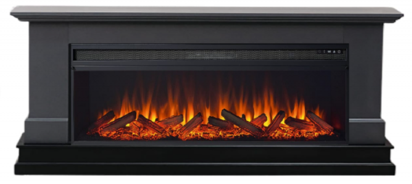 Линейный электрокамин Elekam Elton графит грей с черным с очагом Pulsar 60