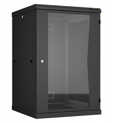 Шкаф телекоммуникационный настенный TLK Classic II, 19", 18U, 904х600х600 мм (ВхШхГ), дверь: стекло, боковая панель: сплошная съемная, разборный, цвет: чёрный