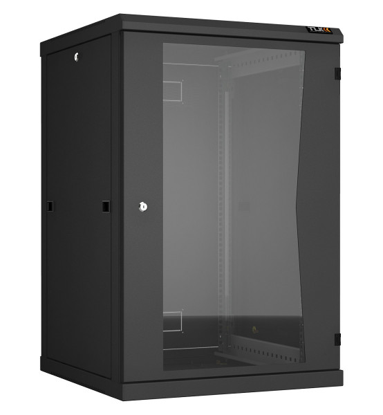 Шкаф телекоммуникационный настенный TLK Classic II, 19", 18U, 904х600х600 мм (ВхШхГ), дверь: стекло, боковая панель: сплошная съемная, разборный, цвет: чёрный