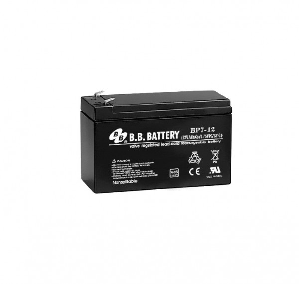 Аккумулятор для ИБП B.B.Battery BP, 93х65х151 мм (ВхШхГ),  необслуживаемый электролитный,  12V/7 Ач, (BB.BP 7-12)