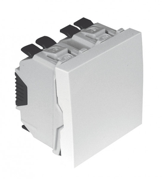 Двухполюсный проходной выключатель Efapel QUADRO 45, одноклавишный, без подсветки, 10А, 45х45 мм (ВхШ), цвет: алюминий, 2 модуля (45077 SAL)