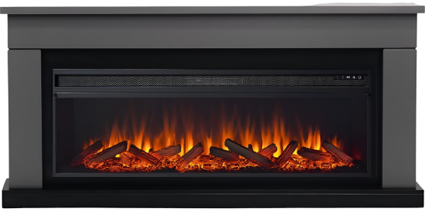 Линейный электрокамин Elekam Bolton графит грей с черным с очагом Pulsar 60